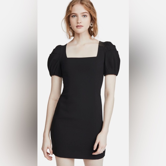 Alice and Olivia Rachel Puff Sleeve Mini Dress in Black Sz 2. - Picture 1 of 3